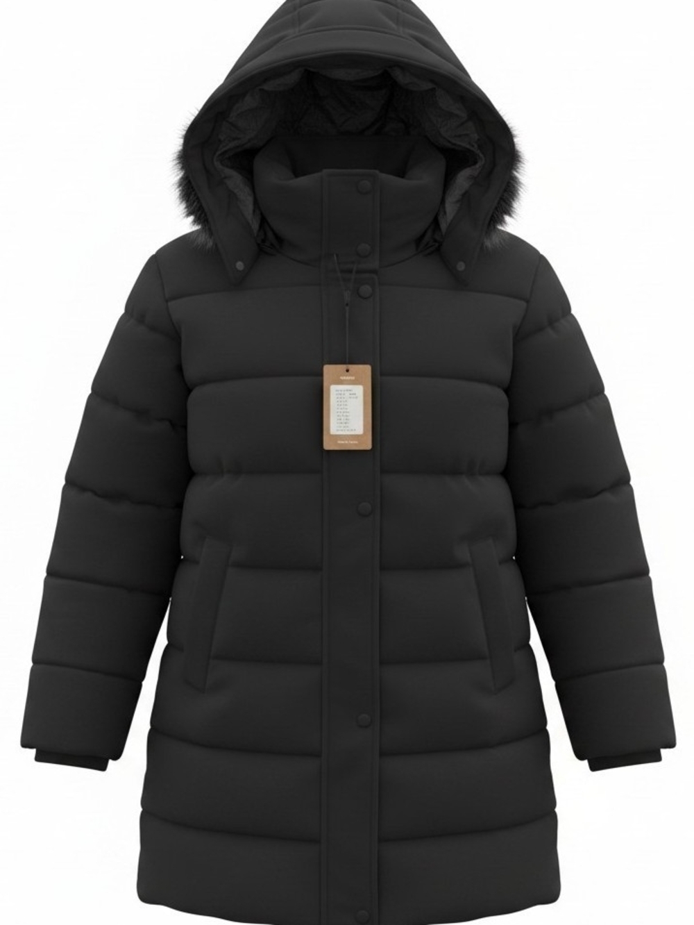 Wantdo - Unisex Classic Black Quilted Hooded Puffer Coat XL